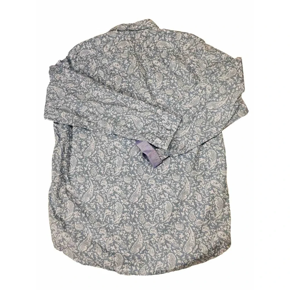 Banana Republic Mens Dress Shirt Blue Paisley Button Down Two Button Cuff‎ NEW